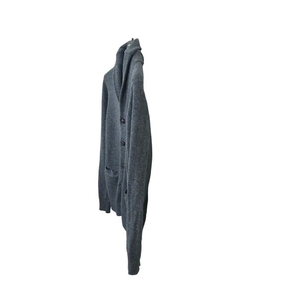 Psycho Bunny Shawl Neck Gray 100% Wool Cardigan Size M - Picture 5 of 8